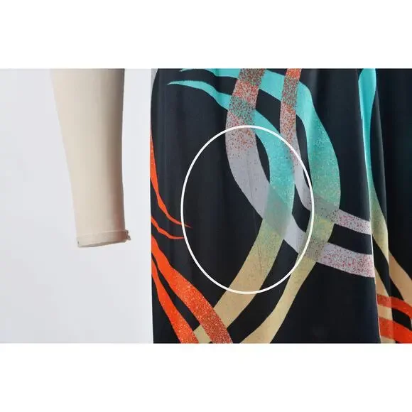 Vintage Black Maxi Dress with Red and Blue Accents - Picture 8 of 9